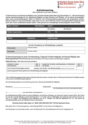 Aufnahmeantrag